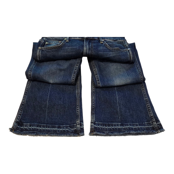 NoEnd Denim Jeans Womens Size 27 Blue Flare Mid-Rise Raw Hem Made in USA - Picture 10 of 16